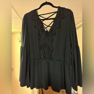 Maurices Black Textured Lace Blouse